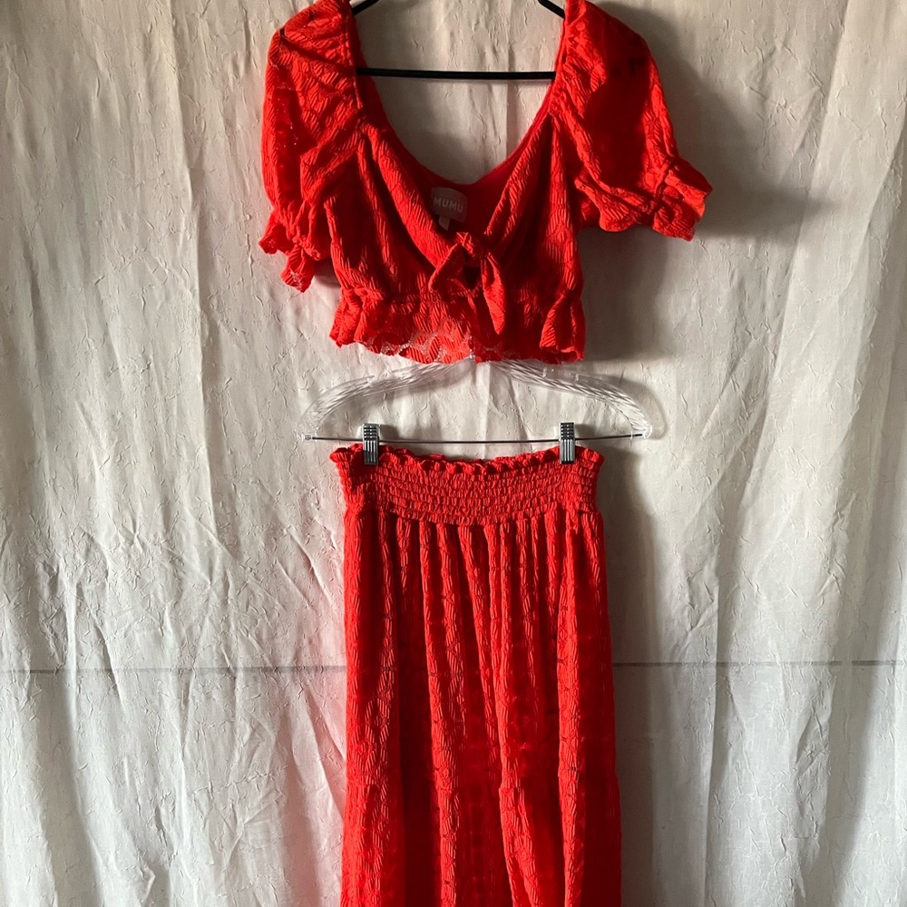 Two-Piece Set with Cropped Top and Skirt